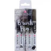 Ecoline Brush Pen Grey 5er-Set