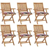 vidaXL Klappbare Gartenstühle mit Kissen 6 Stk. Massivholz Teak