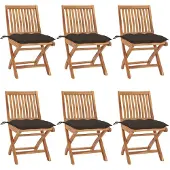 vidaXL Klappbare Gartenstühle mit Kissen 6 Stk. Massivholz Teak