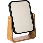 JJA 5five Simply Smart Kosmetikspiegel Natureo Black, Schminkspiegel, Glas, Bambus, Kunststoff, Schwarz, 16 x 22 cm, 140751N