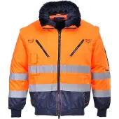 Portwest 4 in 1 Warnschutz Winter Pilotenjacke Orange XXL