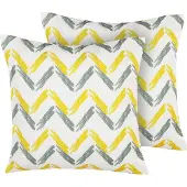 Beliani Gartenkissen 2er Set bunt 45 x 45 cm aus Polyester mit Zick Zack Muster Quadratisch Garten/ Balkon /Terrasse modernes Design