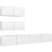 vidaXL 4-tlg. TV-Schrank-Set Weiß Holzwerkstoff