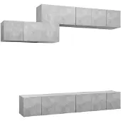 vidaXL 7-tlg. TV-Schrank-Set Betongrau Holzwerkstoff