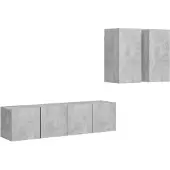 vidaXL 4-tlg. TV-Schrank-Set Betongrau Holzwerkstoff