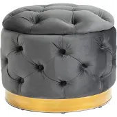 HOMCOM HOMdotCOM Vintage-Hocker mit Ablage, kohlegrau
