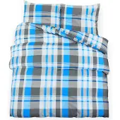 vidaXL Bettwäsche-Set Blau und Grau 240x220 cm Baumwolle