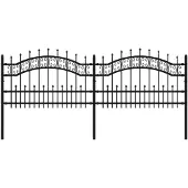 vidaXL Gartenzaun mit Speerspitze Schwarz 240 x 75 cm Pulverbeschichteter Stahl