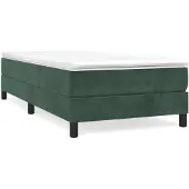 vidaXL Boxspringbett mit Matratze Dunkelgrün 90x200 cm Samt