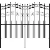 vidaXL Gartenzaun KAMPEN mit Speerspitze Schwarz 240 x 175 cm Stahl
