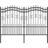vidaXL Gartenzaun KAMPEN mit Speerspitze Schwarz 240 x 150 cm Stahl