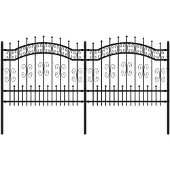 vidaXL Gartenzaun KAMPEN mit Speerspitze Schwarz 240 x 100 cm Stahl
