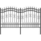 vidaXL Gartenzaun KAMPEN mit Speerspitze Schwarz 240 x 125 cm Stahl