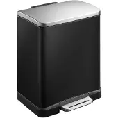 EKO - E-Cube Treteimer 12 Liter - Stainless steel Plastic - Schwarz, Matt Edelstahl
