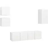 vidaXL 5-tlg. TV-Schrank-Set Weiß Holzwerkstoff