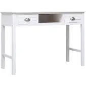 vidaXL Schreibtisch Weiß 108x45x76 cm Massivholz Paulownia