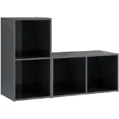 vidaXL TV-Schränke 2 Stk. Hochglanz-Grau 72x35x36,5 cm Holzwerkstoff