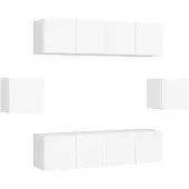 vidaXL 6-tlg. TV-Schrank-Set Weiß Holzwerkstoff