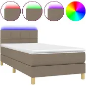 vidaXL Boxspringbett mit Matratze & LED Taupe 90x190 cm Stoff