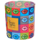 Magic Lights Lips Candle In Glass 7.5 Cm Mehrfarbig