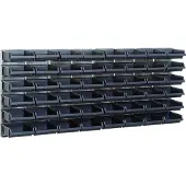 Raaco 181204 Stapelboxen + Wandregal 48-teiliges Set , Sichtlagerkästen - Stahl - 1040 x 440 mm