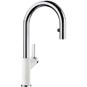 BLANCO CARENA-S Vario Armatur / Silgranitweiß/Chrom / Zugauslauf / Hochdruck - inkl.