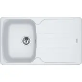 Franke Spüle ANTEA AZG 611-86 in GLACIER mit Excenterbedienung Drehknopf Chrom / Ausschnittmaß 760 x 480 mm R27 / Granitspüle