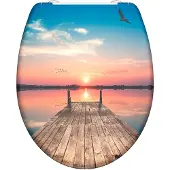 Schutte WC Sitz SUNSET SKY, Duroplast Toilettensitz mit Absenkautomatik und Schnellverschluss, Motivdruck