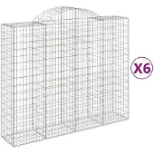 vidaXL Gabionen mit Hochbogen 6 Stk. 200x50x160/180cm Verzinktes Eisen