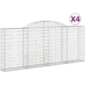 vidaXL Gabionen mit Hochbogen 4 Stk. 300x30x120/140cm Verzinktes Eisen