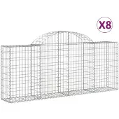 vidaXL Gabionen mit Hochbogen 8 Stk. 200x30x80/100 cm Verzinktes Eisen