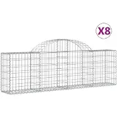 vidaXL Gabionen mit Hochbogen 8 Stk. 200x30x60/80 cm Verzinktes Eisen