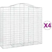 vidaXL Gabionen mit Hochbogen 4 Stk. 200x50x180/200cm Verzinktes Eisen