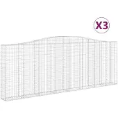 vidaXL Gabionen mit Hochbogen 3 Stk. 400x30x140/160cm Verzinktes Eisen