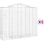 vidaXL Gabionen mit Hochbogen 5 Stk. 200x50x160/180cm Verzinktes Eisen