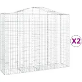 vidaXL Gabionen mit Hochbogen 2 Stk. 200x50x160/180cm Verzinktes Eisen