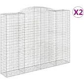 vidaXL Gabionen mit Hochbogen 2 Stk 300x50x220/240cm Verzinktes Eisen