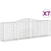 vidaXL Gabionen mit Hochbogen 7 Stk. 400x50x120/140cm Verzinktes Eisen