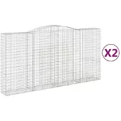 vidaXL Gabionen mit Hochbogen 2 Stk. 400x50x200/220cm Verzinktes Eisen