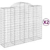 vidaXL Gabionen mit Hochbogen 2 Stk. 200x50x160/180cm Verzinktes Eisen