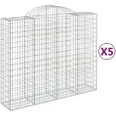 vidaXL Gabionen mit Hochbogen 5 Stk. 200x50x160/180cm Verzinktes Eisen