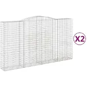 vidaXL Gabionen mit Hochbogen 2 Stk. 400x50x220/240cm Verzinktes Eisen