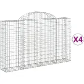 vidaXL Gabionen mit Hochbogen 4 Stk. 200x30x120/140cm Verzinktes Eisen