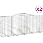vidaXL Gabionen mit Hochbogen 2 Stk. 400x50x160/180cm Verzinktes Eisen