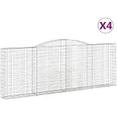 vidaXL Gabionen mit Hochbogen 4 Stk. 400x30x140/160cm Verzinktes Eisen