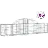 vidaXL Gabionen mit Hochbogen 6 Stk. 200x30x40/60 cm Verzinktes Eisen