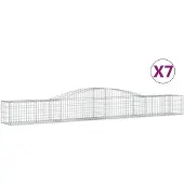 vidaXL Gabionen mit Hochbogen 7 Stk. 400x50x40/60cm Verzinktes Eisen
