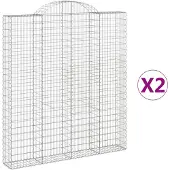 vidaXL Gabionen mit Hochbogen 2 Stk. 200x30x220/240cm Verzinktes Eisen