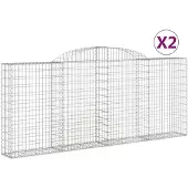 vidaXL Gabionen mit Hochbogen 2 Stk. 300x30x120/140cm Verzinktes Eisen