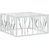 vidaXL Couchtisch 80x80x40 cm Edelstahl und Glas